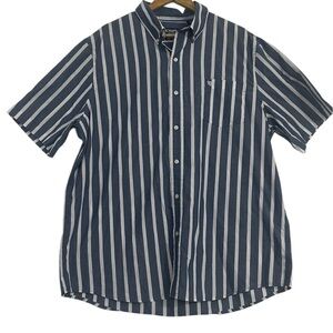 Chaps White and Gray Casual Button Down Shirt Relaxed Fit